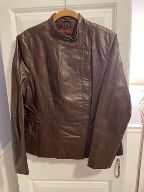Hal Rubenstein Brown Leather Moto Jacket Size L